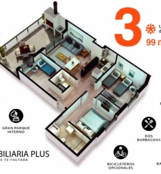 Apartamento de 3 dormitorios en Plaza 2